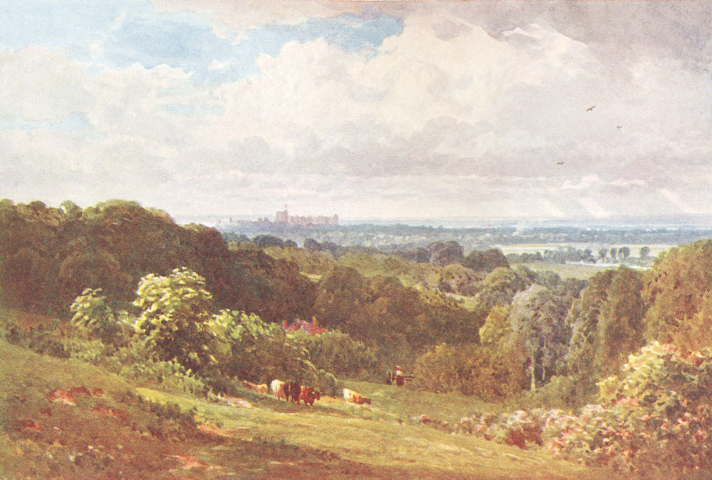 BERKS. Windsor Castle from Cooper's Hill, Egham 1912 old antique print picture